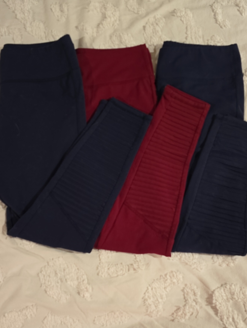 Threads 4 Thought Ribbed Moto Leggings - Navy & Burgundy